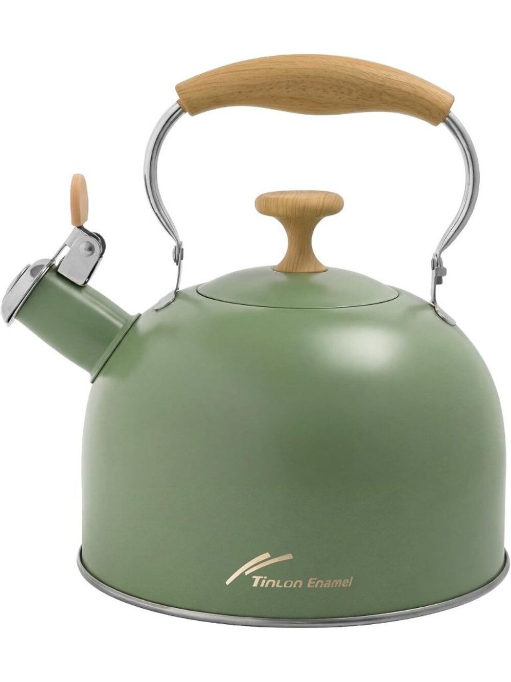 Green Stainless Steel Whistling Tea Kettle 2.4L Stovetop Induction Gas Handle